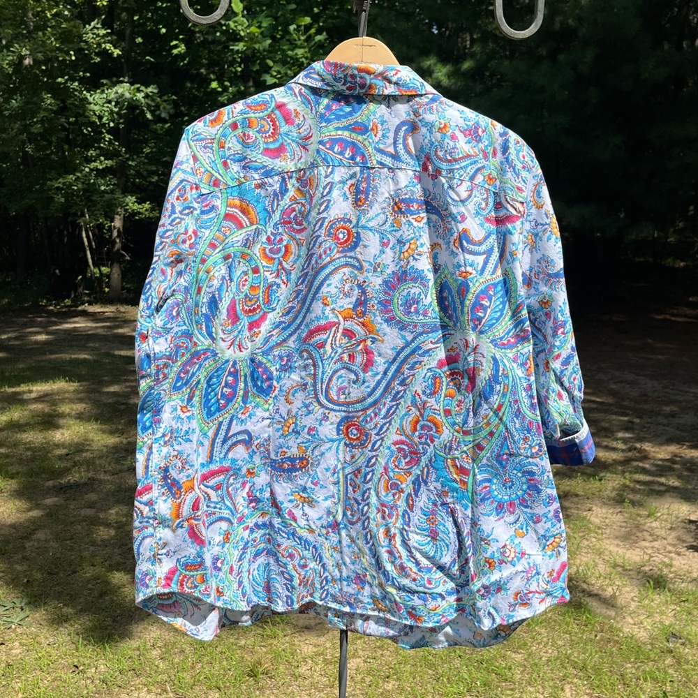 Chaps Paisley Button-Up Shirt Blouse Women’s Size 2X Plus Size Boho - Picture 3 of 16